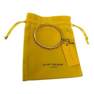 Kurt Geiger NWT gorgeous gold tone with pink crystals and eagles hinged bangle